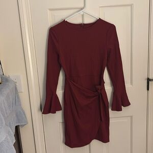 Casual ruffled long sleeved dress